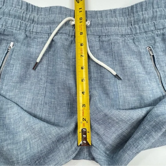 ATHLETA Women's Wide Leg 100% Linen Blue Pants Elastic Waist Zip Pockets Size 8 - Picture 8 of 11